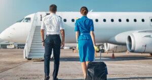 Tripulantes de cabina de un avión